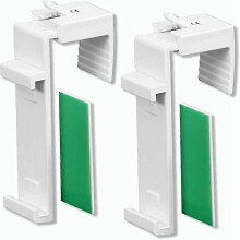 Long Clamp Bracket for Duo/Double/s Roller Blinds with Separate Fabric Support Rail - 1 Pair, 2 Pieces - Adjustable - Color White hwy