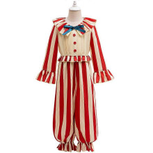 (130 (120-130cm)) Girls Clown in a Cornfield Suit Halloween Costume Striped Mascot 2025 Movie The Clown Cosplay