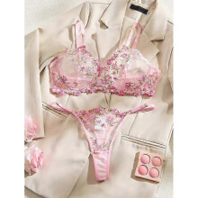(M) New and Style Transparent Mesh Embroidered Flower Sexy