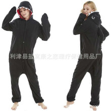 (Size M (161-170cm, 80-140 catties),Black Shark)Women's autumn and winter polar fleece cartoon one-piece pajamas home wear