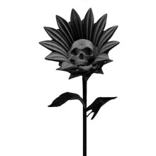 (01) Halloween Skull Sunflower Yard Signs Table Centerpieces Gothic for Farm Outdoor Pathway Vase-06