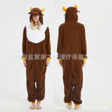 (XL (181-190cm, 120-210 catties),Christmas deer)Women's autumn and winter polar fleece cartoon one-piece pajamas home wear