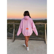 (4XL, Pink MS109) Beach Hoodie Drop Shoulder Sleeve Threaded Sweatshirt Print Trendy Fashion Hoodie Top