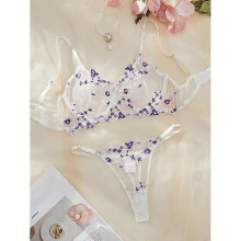 (M) New and Style Transparent Mesh Embroidered Flower Sexy