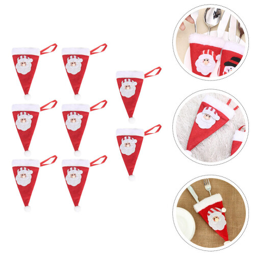 8Pcs Christmas Design Tableware Bags With Cutter And Fork For Home 2