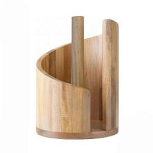 (Earthy Yellow) Creative Vintage Wooden Countertop Paper Towel Holder with Round Base and Frame Suitable for Large and Oversized Rolls of Paper