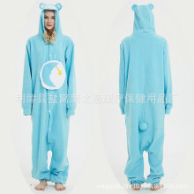 (Size M (161-170cm, 80-140 catties),Moon Bear)Women's autumn and winter polar fleece cartoon one-piece pajamas home wear