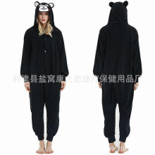 (Size S (150-160cm, 60-110 catties),Kumamoto)Women's autumn and winter polar fleece cartoon one-piece pajamas home wear