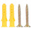 M6 Plastic Wall Plug Screw Fixings Kit, 50pcs, Yellow & Silver 4