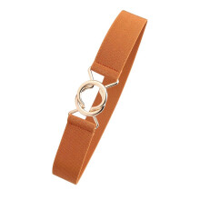Vintage damesriem met brede, elastische tailleband, lichtbruin, one size fits all.