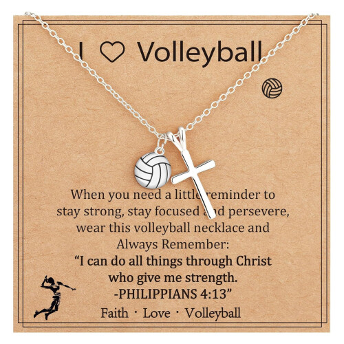 Verstellbare Halskette mit-Silberner Volleyball