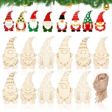 80Pcs DIY Wood Cutouts Beige Gnome Christmas Tree Hanging Pendants