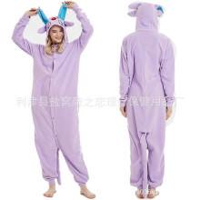 (Size L (171-180cm, 100-170 catties),Purple Elf)Women's autumn and winter polar fleece cartoon one-piece pajamas home wear