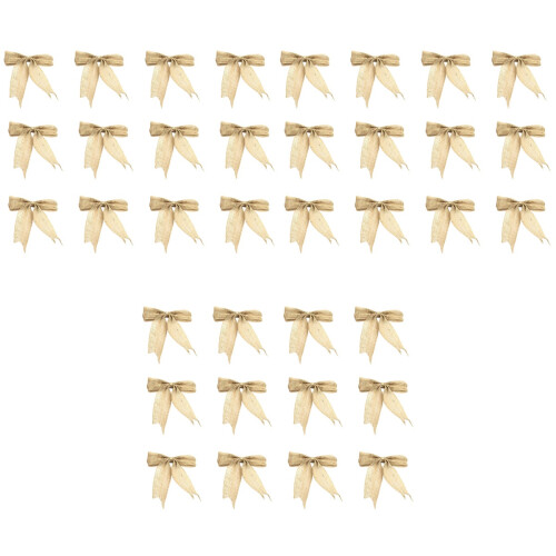 36Pcs Burlap Bow Ornaments Beige Christmas Tree Gift Knots 2