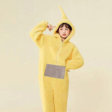 (XL, Yellow Labrador) Teletubbies one-piece pajamas for girls winter cartoon home clothes thickened with hood