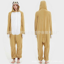(Size S (150-160cm, 60-110 catties),sloths)Women's autumn and winter polar fleece cartoon one-piece pajamas home wear