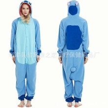 (Size L (171-180cm, 100-170 catties),Stitch)Women's autumn and winter polar fleece cartoon one-piece pajamas home wear