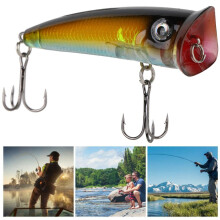 Künstlicher 7 cm Kunststoff-Angelköder, schwimmender Popper, fischähnlicher Angelköder, Zubehör (4 Stück)