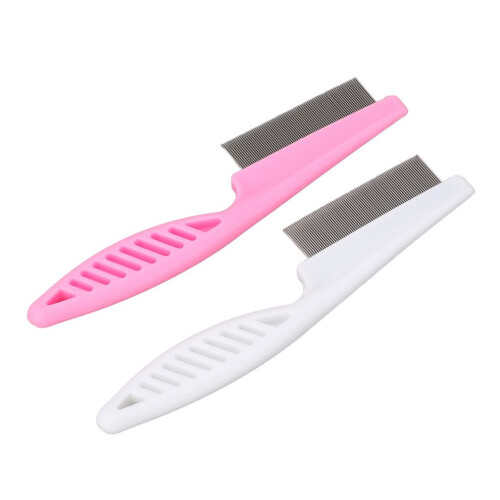 Pet Lice Comb Set - Metal & ABS, Ergonomic Handle, 2pcs