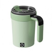(Green) Automatic Stirring Coffee Mug Digital Temperature Display Insulated Smart Self Portable Electric Mixing Cup for Off