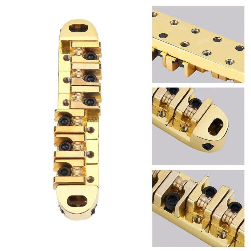1 Set Alloy Roller Saddle Bridge Replacement Part for LP Style 6-String Electric Guitar(Gold) 2