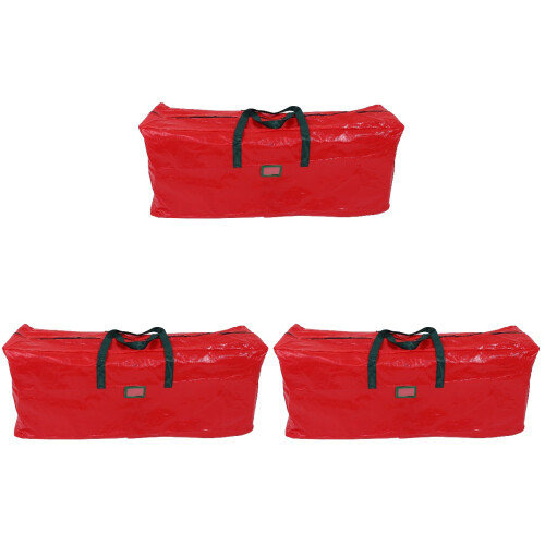 3Pcs Household Xmas Storage Bag Red Foldable Zippered Container 2