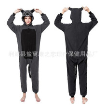 (Size L (171-180cm, 100-170 catties),Gray raccoon)Women's autumn and winter polar fleece cartoon one-piece pajamas home wear