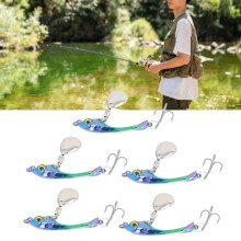 Buntes Spinnerbait-Set, 5-teiliges Set mit Metall-Schwanzblättern für Barsch, Forelle und Lachs, 7 g