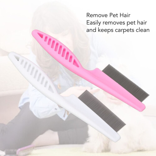 Pet Lice Comb Set - Metal & ABS, Ergonomic Handle, 2pcs 2