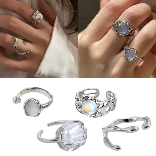 Trend Vintage Opal Irregular Natural Stone Ring Opal-A 1