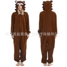 (XL (181-190cm, 120-210 catties),Slowpoke Bear)Women's autumn and winter polar fleece cartoon one-piece pajamas home wear
