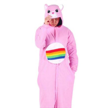 (XL (181-190cm, 120-210 catties),Rainbow Bear)Women's autumn and winter polar fleece cartoon one-piece pajamas home wear
