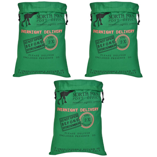 3Pcs Christmas Candy Gift Bags Canvas Drawstring Pockets For Party 2