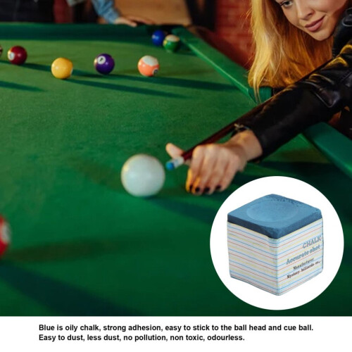 Blue Pool Cue Chalk 12-Pack - Strong Adhesion & Friction Boost 2