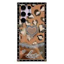 TPU+PC Phone Cover with Kickstand and Heart Pattern for Compatible Brand Galaxy S25 Ultra