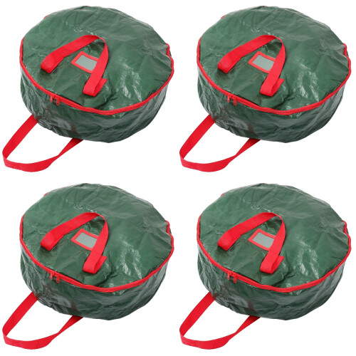 Liyunmiao Artificial Wreath Storage Bag With Handles - Red (4pcs) 2
