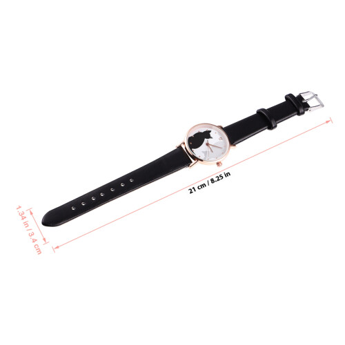 Mädchenuhr Cartoon Design Schwarzes Kunstleder Strap Kinder 1