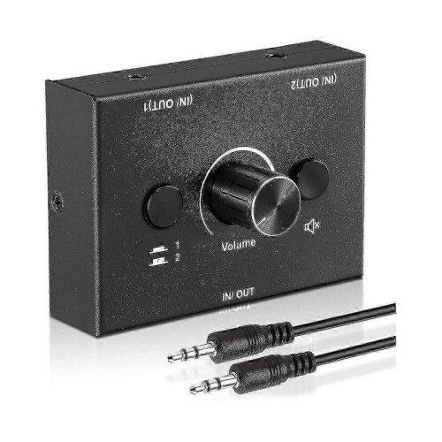 3.5mm Audio Splitter Switcher, 2 Input 1 Output / 1 Input 2 Output Audio Switcher Box