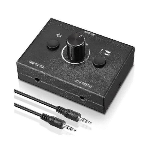 3.5mm Audio Splitter Switcher, 2 Input 1 Output / 1 Input 2 Output Audio Switcher Box 1
