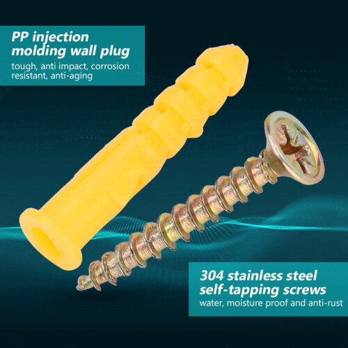 Plastic Expansion Wall Plug Screw Fixings   Self tapping Screws Fastener Hardware Kit (M6)