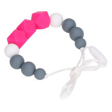 Rose Red Baby Teething Necklace Toy Easy Clean Medium Hard Silicone