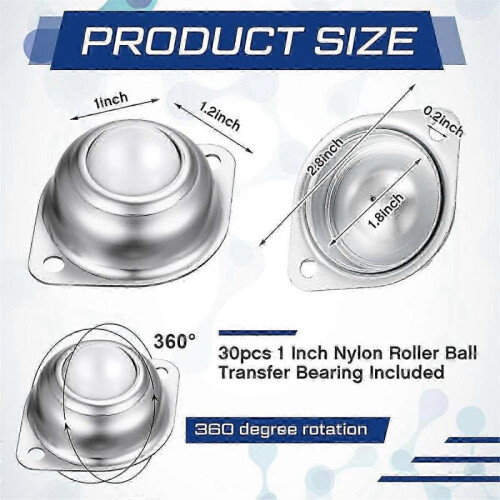 20 Pcs 1 Inch Nylon Ball Transfer Units Universal Rollers for Conveyor Systems 1