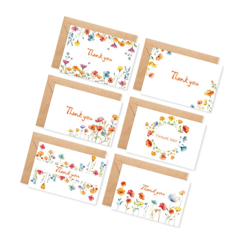 Elegant Folded Greeting Cards Feature Floral Artwork Includes-A