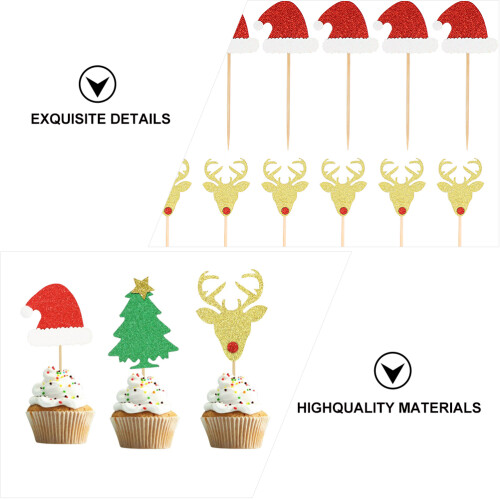 24Pcs Christmas Tree Deer Hat Cake Decorations 1