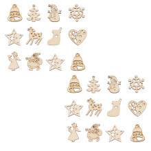 200Pcs Beige DIY Wood Slices Unfinished Xmas Pendants for Crafts