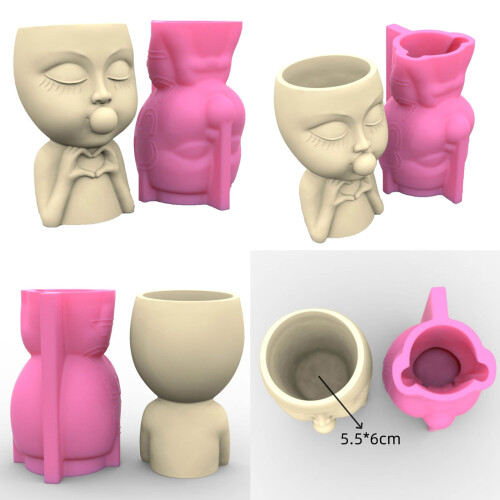 Durable Silicone Mold DIY Mini Flower Pots Casting Mould-531 2