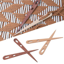 4 sets beukenhouten haaknaalden met groot oog en dubbel gat (4 mm) voor naaien