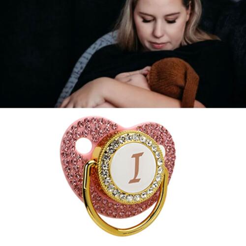 Sucette dorée pour bébé avec strass, en silicone, 6-18 mois