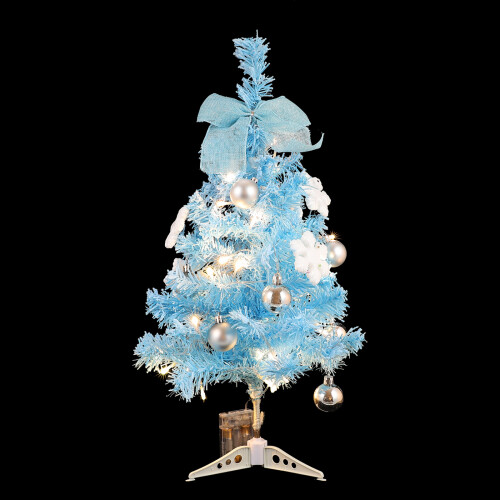1Set Mini Blue PVC Xmas Tree Lighted Christmas Ornament Decoration