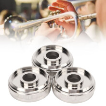Lot de 3 bouchons de pistons de trompette argentés, finition métal, pour remplacement d'instrument.